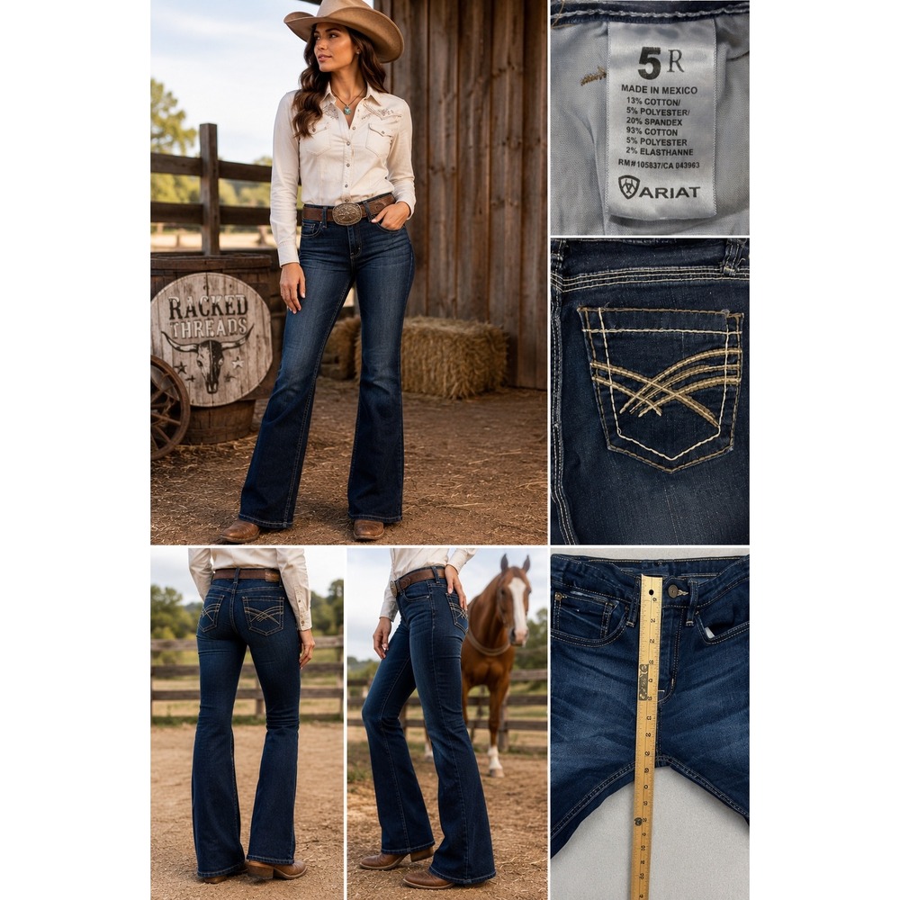 Ariat Bootcut Jeans Womens 5R Dark Blue Stretch Denim Western 5 Regular